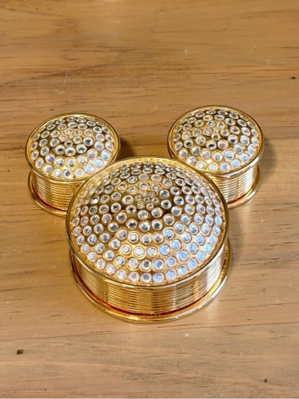 Disney Napier Swarovski Crystal Mickey Trinket Box Gold Tone